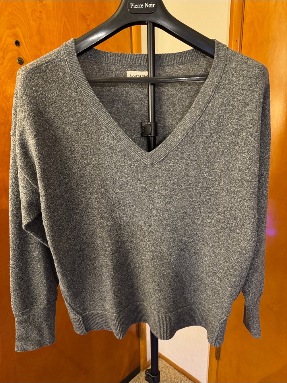 Lucky Brand Charcoal Gray V-Neck Sweater